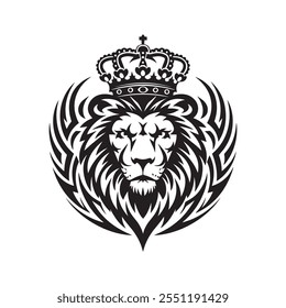 Lion king head vector art, tribal lion head tattoo design vector logo design icon