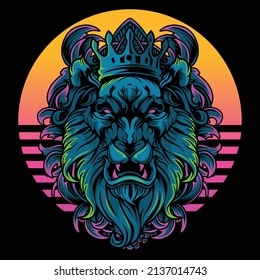 Ilustración vectorial de la cabeza del rey león