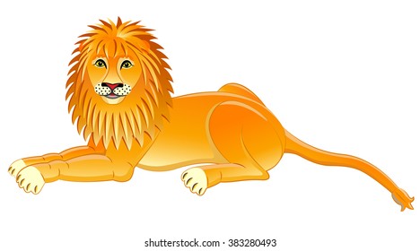 Lion king. Isolated animal. Vector illustration.
