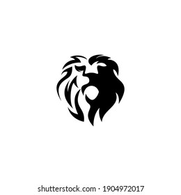 Lion king isolated black and white vector logo design