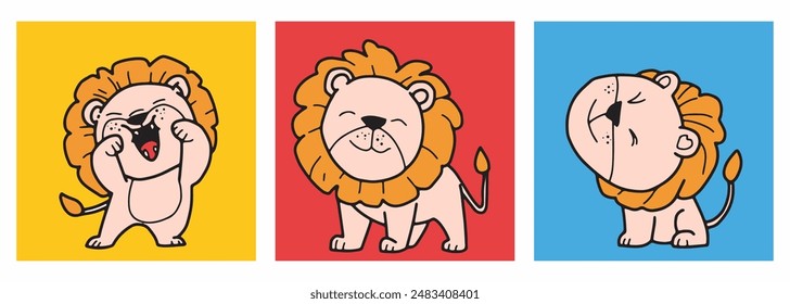 lion, king of the jungle, cute, animal, zoo, cartoon, cute, hand drawn, illustration