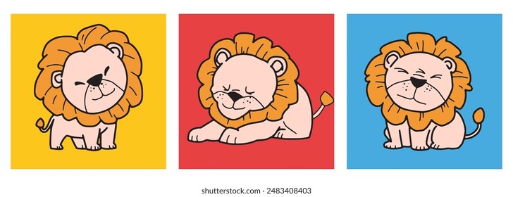 lion, king of the jungle, cute, animal, zoo, cartoon, cute, hand drawn, illustration