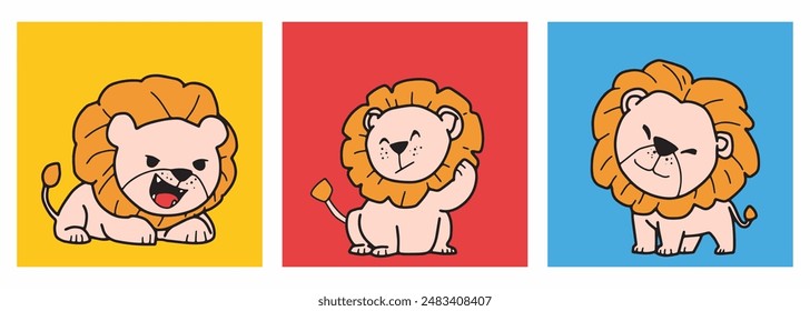 lion, king of the jungle, cute, animal, zoo, cartoon, cute, hand drawn, illustration