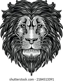 lion the king of jungle isolated on black background for poster, t-shirt print, business element, social media content, blog, sticker, vlog, and card. vector illustration.