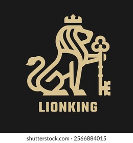 Lion king with key logo on a dark background.