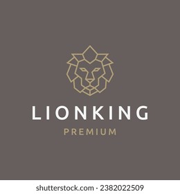 Lion king with line art style logo design template flat vector