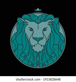 Lion king line graphic illustration vector art t-shirt design