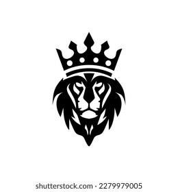 el logo del rey del león, en blanco y negro, pintoresco, moderno y fresco.