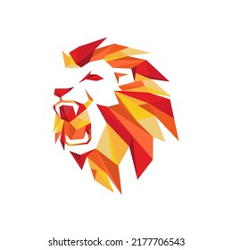 Logotipo de Lion King, colorida ilustración del vector de cabeza de león poligonal