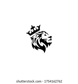 Lion king logo, lion with crown logo design. Simple elegant design.

