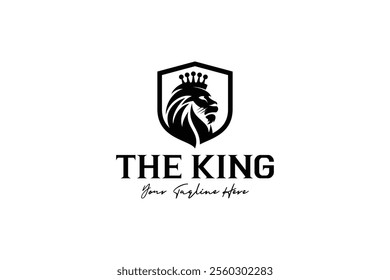 Lion King logo design. Lion, Shield, Crown logo