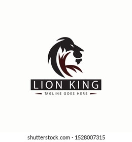 Lion king logo design template. Letter K logo. Vector illustration