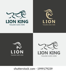 Lion king logo design template. Lion head icon. Vector illustration