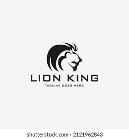Plantilla de diseño del logotipo del rey león. Ilustración del vector