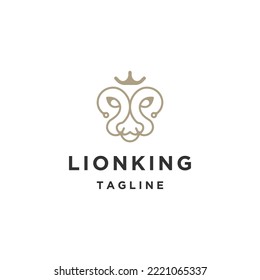 Modelo de diseño del logotipo del león del rey vector plano