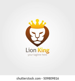 Lion King Logo Design Template. Vector Illustration