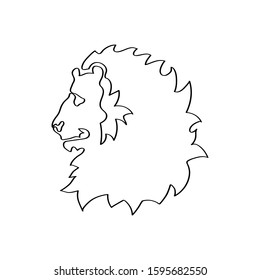 Lion King Logo or Emblem for corporate design. Continuous line Vector Drawing. African Leo Icon Minimalistic Style.