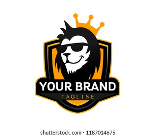 Lion King Logo, Lion head and crown vector