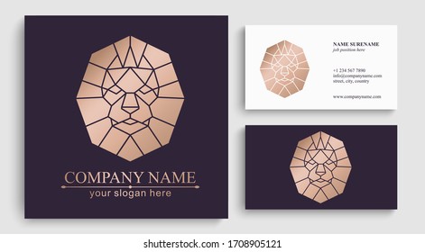 Lion king logo. Lion head with crown - vector illustration, logo design. Universal corporate symbol. Premium heraldic badge