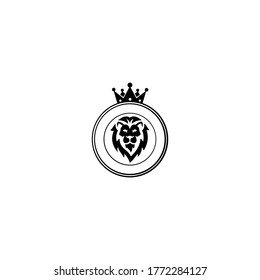 Lion King Logo / Lion head and crown with laurel wreath vector.

