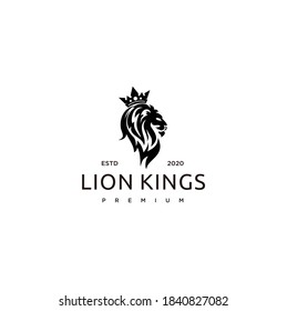 Lion King Logo, Lion Head and Crown Vector Inspiration