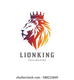 Lion King Logo / Lion head and crown vector 