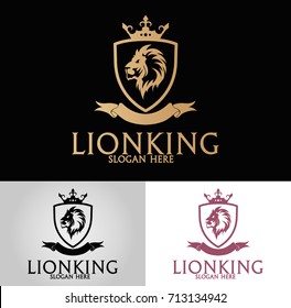 Lion King Logo. Luxury lion logotype. Easy to change size, color and text. 