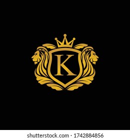 Logotipo de rey león, diseño de concepto de escudo