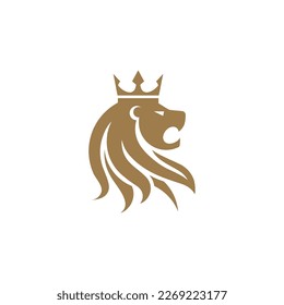 Lion King Logo. Simple vector illustration of lion head with crown