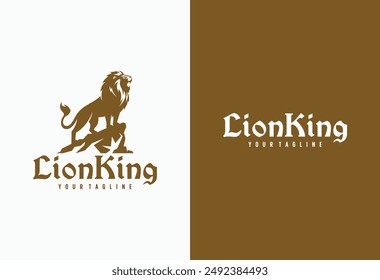 the lion king logo stands on a rock cliff	