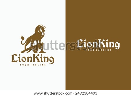 the lion king logo stands on a rock cliff	