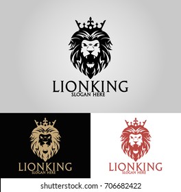 Lion King Logo. Three versions. Easy to change color, size and text. 