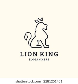 lion king logo vector design, Royal Lion crown logo template.