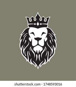 Lion king logo, Vector Illustration, simple flat style for your company logo