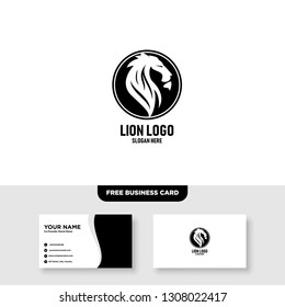 Lion King Logo Vector Template, Free Business Card Mockup