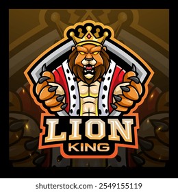 Lion king mascot e sport logo design