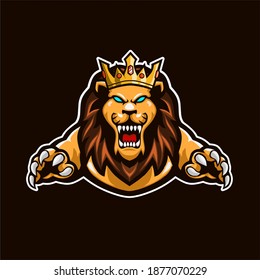 Lion king mascot gaming logo design vector with modern illustration concept style for badge, emblem and t shirt printing. Angry lion king illustration for sport and e-sport team. 