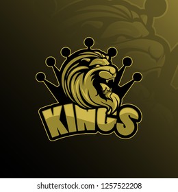 lion king mascot logo design vector with modern illustration concept style for badge, emblem and tshirt printing. lion king  illustration with a crown on the head.