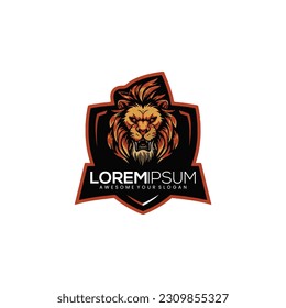 Lion King Mascot Logo Design Illustration Vector. Royal king lion crown symbols. Elegant gold Leo animal logo. Premium luxury brand identity icon. Vector illustration.
