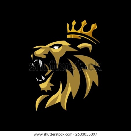 Lion king mascot logo for team sports esport or gaming