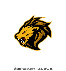 lion king  mascot logo, vector illustration. lion e sports logo design