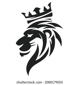 Lion king mascot vector flat design with a crown.lion head vector illustration design 