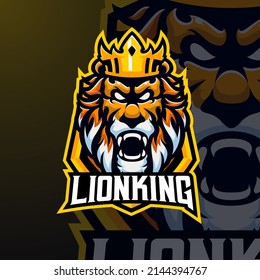 Lion king masscot logo esport premium vector