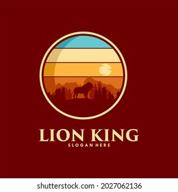 diseño del logo del rey león en la montaña