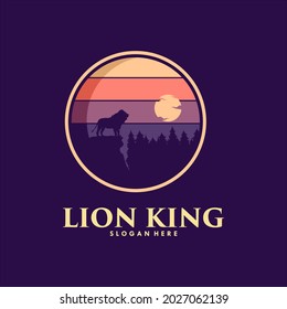 lion king in the mountain logo design