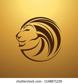 lion king on circle logo vector 