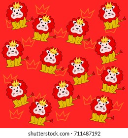 lion king pattern. vector cartoon design