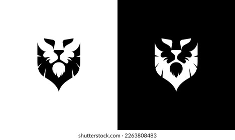logotipo de poder de león vector monograma salvaje estilo icono blanco y negro Modelo de diseño