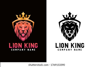 Lion king with shield animal logo two version vector template