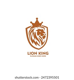 Lion king with shield logo vector